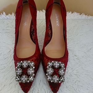 J Renee, size 9, Burgundy and Rhinestones